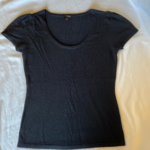 Black Short Sleeved Sweater by East 5th LG Scoop Neck Comfy Soft Acrylic - Picture 10 of 10